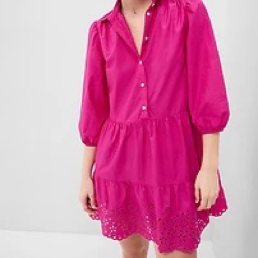Gap - Puff Sleeve Shirtdress - Nee - Large Tall